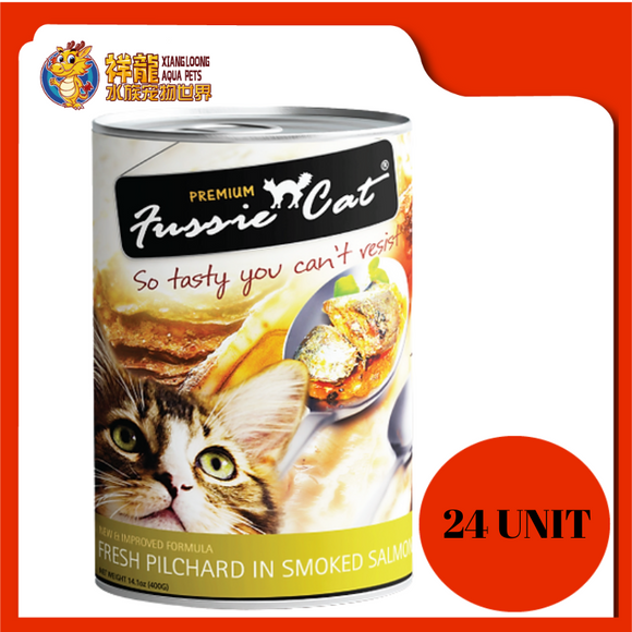 FUSSIE CAT FRESH PILCHARD IN SMOKED SALMON 400G (RM4.85 X 24 UNIT)