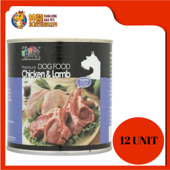 BARK PREMIUM DOG CAN FOOD CHICKEN & LAMB 680G X 12 UNITS