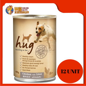 HUG DOG CAN FOOD CHICKEN WITH LIVER 400G X 12 UNIT