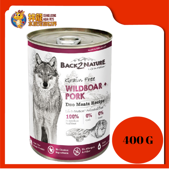 BACK2NATURE GRAIN FREE DOG CAN FOOD WILDBOAR + PORK 400G