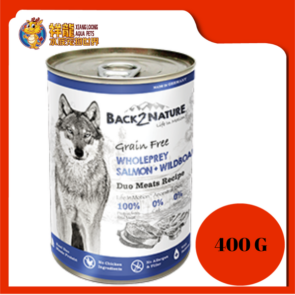 BACK2NATURE GRAIN FREE DOG CAN FOOD SALMON + WILDBOAR 400G