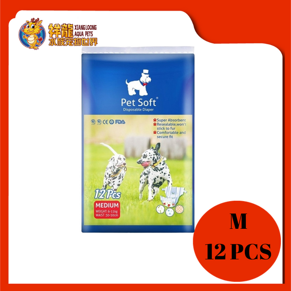 PET SOFT DIAPER [M] 12 PCS