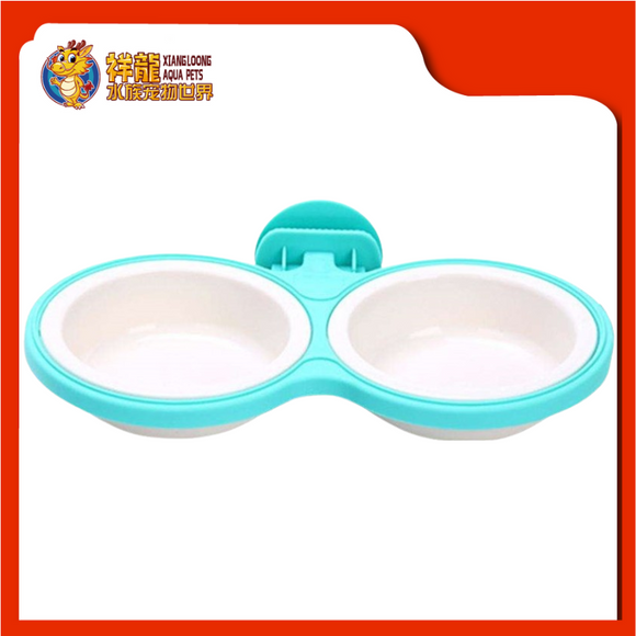 DOUBLE PLASTIC BOWL WITH CLIP HOLDER