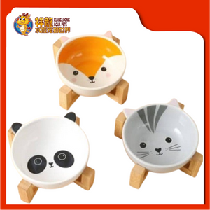 CUTE DESIGN CERAMIC BOWL WITH BAMBOO