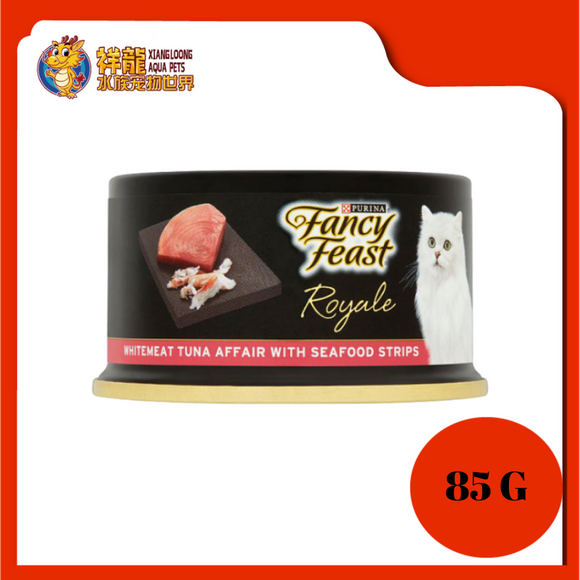 FANCY FEAST ROYALE WHITEMEAT TUNA AFFAIR WITH SEAFOOD STRIPS 85G