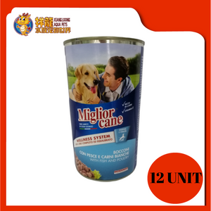 MIGLIOCRANE DOG CAN FOOD (CHUNKS FISH & POULTRY) 1250G (RM8.08 X 12 UNIT)