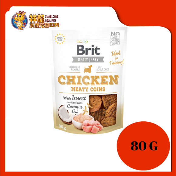BRIT MEATY JERKY CHICKEN & INSECT MEATY COINS 80G